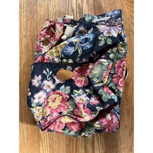 Vintage 80s-90s Lacrosse Floral Print Canvas Large Sling Purse Shoulder Bag